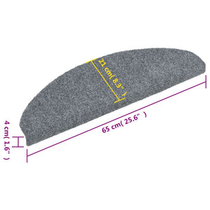 vidaXL Self-Adhesive Stair Mats 10 pcs 65x21x4 cm Light Grey Semi-Circular Large