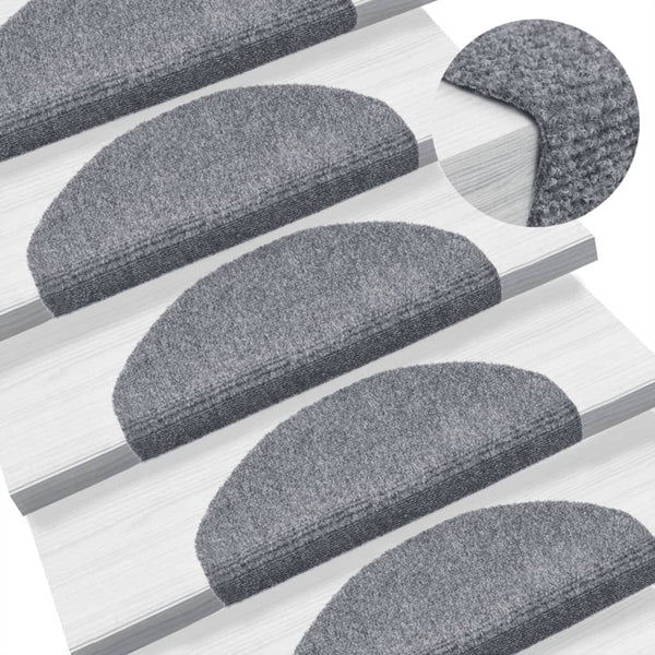vidaXL Self-Adhesive Stair Mats 10 pcs 65x21x4 cm Light Grey Semi-Circular Large
