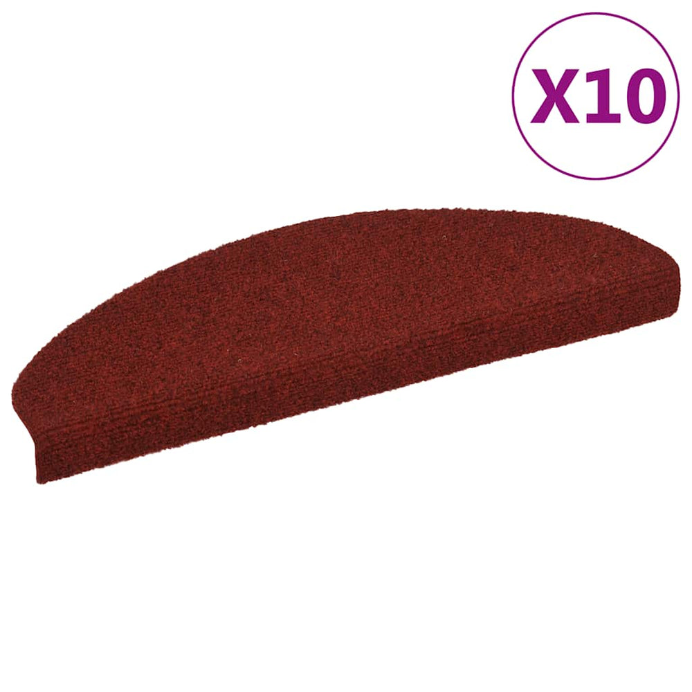 vidaXL Stair Mats Self-Adhesive 10 pcs 65x21x4 cm Burgundy Half-Round Large