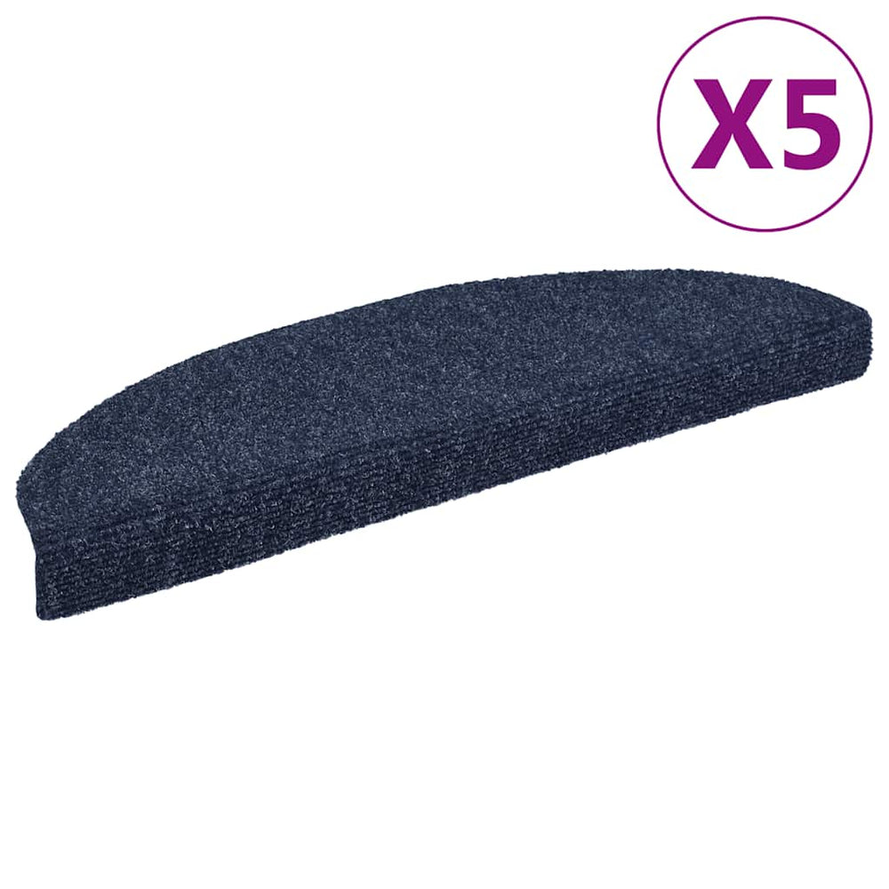 vidaXL Stair Mats Self-Adhesive 5 pcs. 65x21x4 cm Blue Semicircular Large