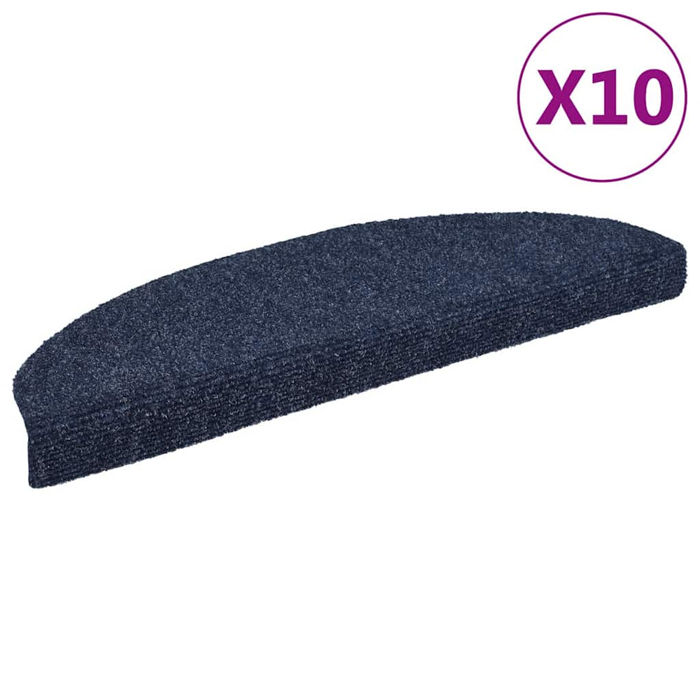 vidaXL Self-Adhesive Stair Mats 10 pcs. 65x21x4 cm Blue Semi-Circular Large