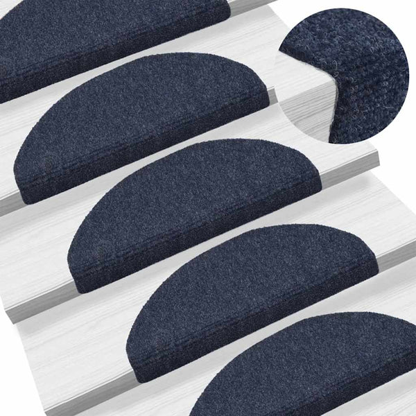 vidaXL Self-Adhesive Stair Mats 10 pcs. 65x21x4 cm Blue Semi-Circular Large