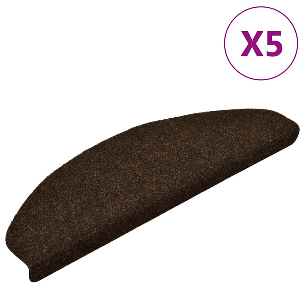 vidaXL Self-Adhesive Stair Mats 5 pcs. 65x21x4 cm Brown Half Round Large