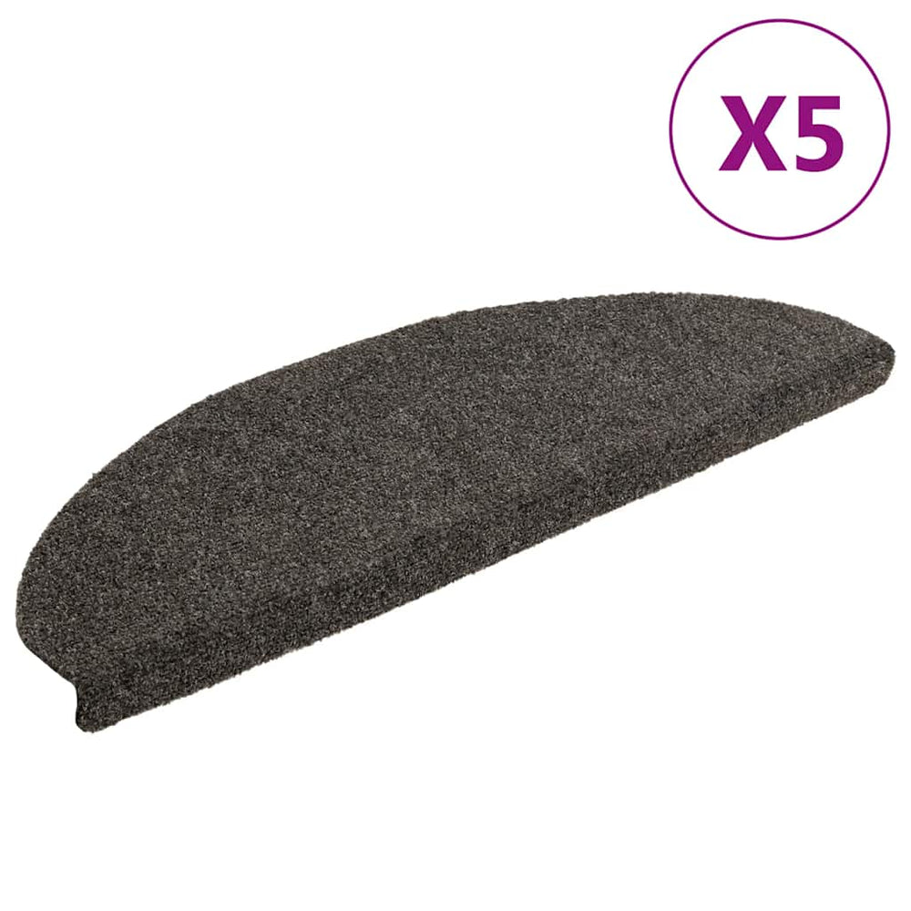 vidaXL Self-Adhesive Stair Treads 5 pcs. 65x21x4 cm Anthracite Semi-Circular Large