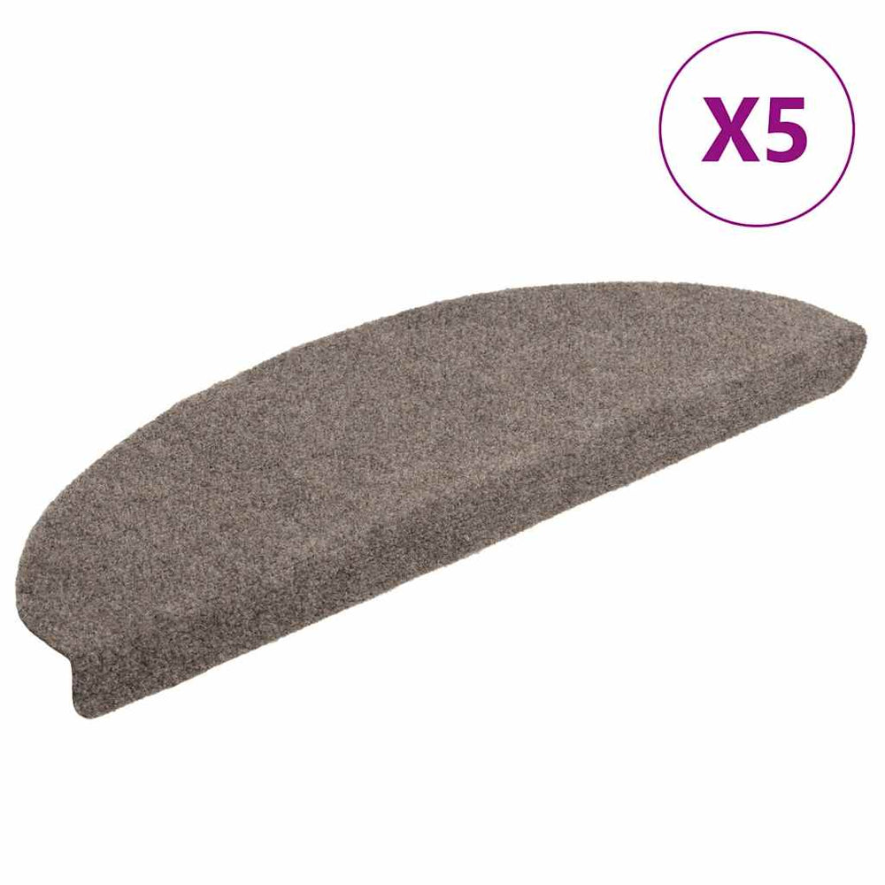 vidaXL Self-Adhesive Stair Mats 5 pcs. 65x21x4 cm Beige Semi-Circular Large