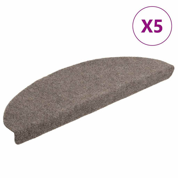 vidaXL Self-Adhesive Stair Mats 5 pcs. 65x21x4 cm Beige Semi-Circular Large