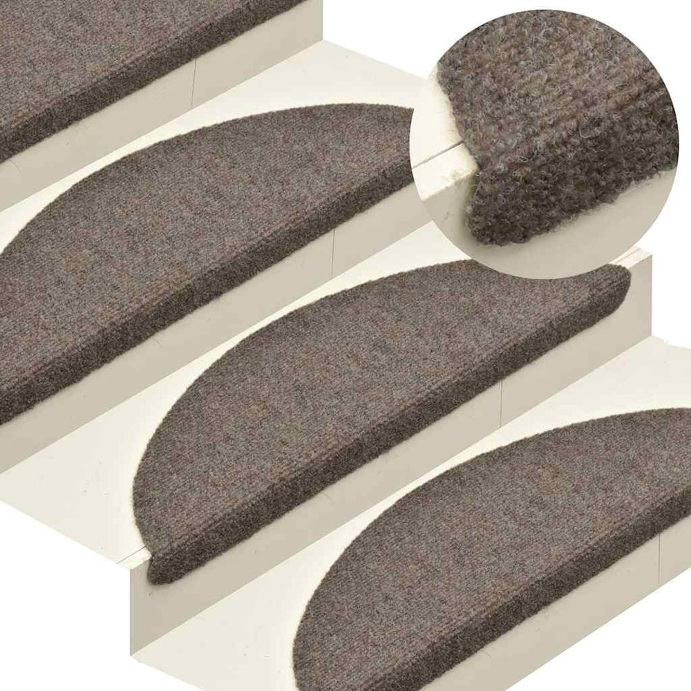 vidaXL Self-Adhesive Stair Mats 5 pcs. 65x21x4 cm Beige Semi-Circular Large