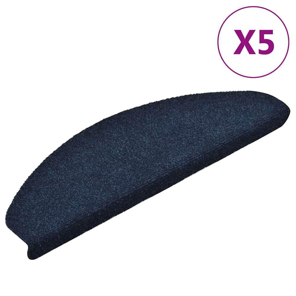 vidaXL Self-Adhesive Stair Mats 5 pcs. 65x21x4 cm Navy Blue Half Round Large
