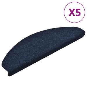 vidaXL Self-Adhesive Stair Mats 5 pcs. 65x21x4 cm Navy Blue Half Round Large