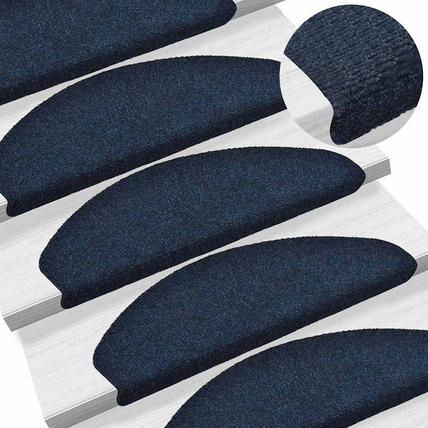 vidaXL Self-Adhesive Stair Mats 5 pcs. 65x21x4 cm Navy Blue Half Round Large