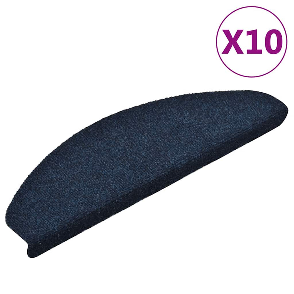 vidaXL Self-Adhesive Stair Treads 10 pcs 65x21x4 cm Navy Blue Half Round Large