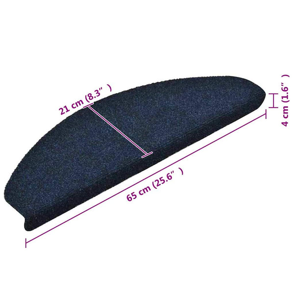 vidaXL Self-Adhesive Stair Treads 10 pcs 65x21x4 cm Navy Blue Half Round Large