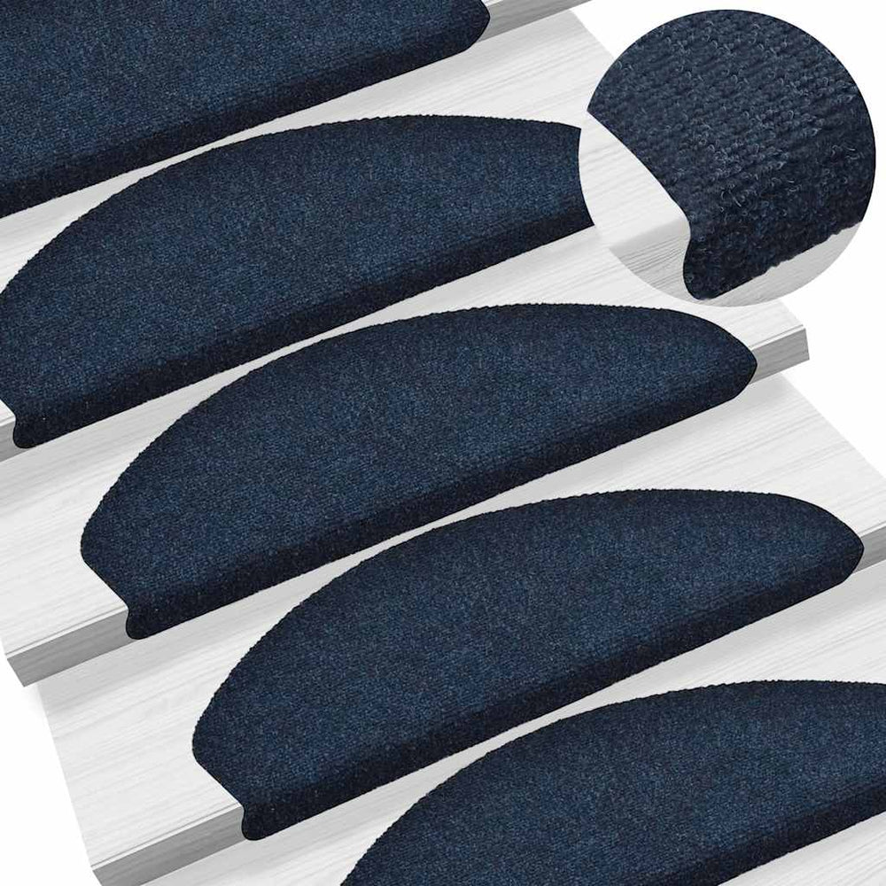 vidaXL Self-Adhesive Stair Treads 10 pcs 65x21x4 cm Navy Blue Half Round Large