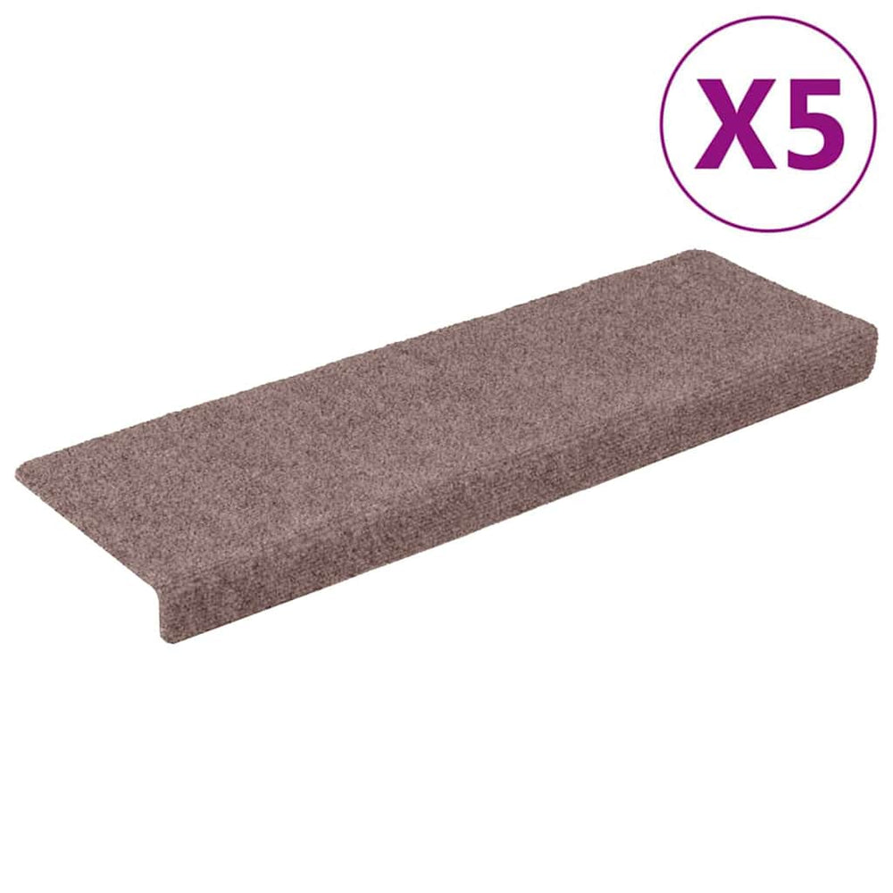 vidaXL Self-Adhesive Stair Mats 5 pcs. 65x21x4 cm Light Brown Rectangular Edge