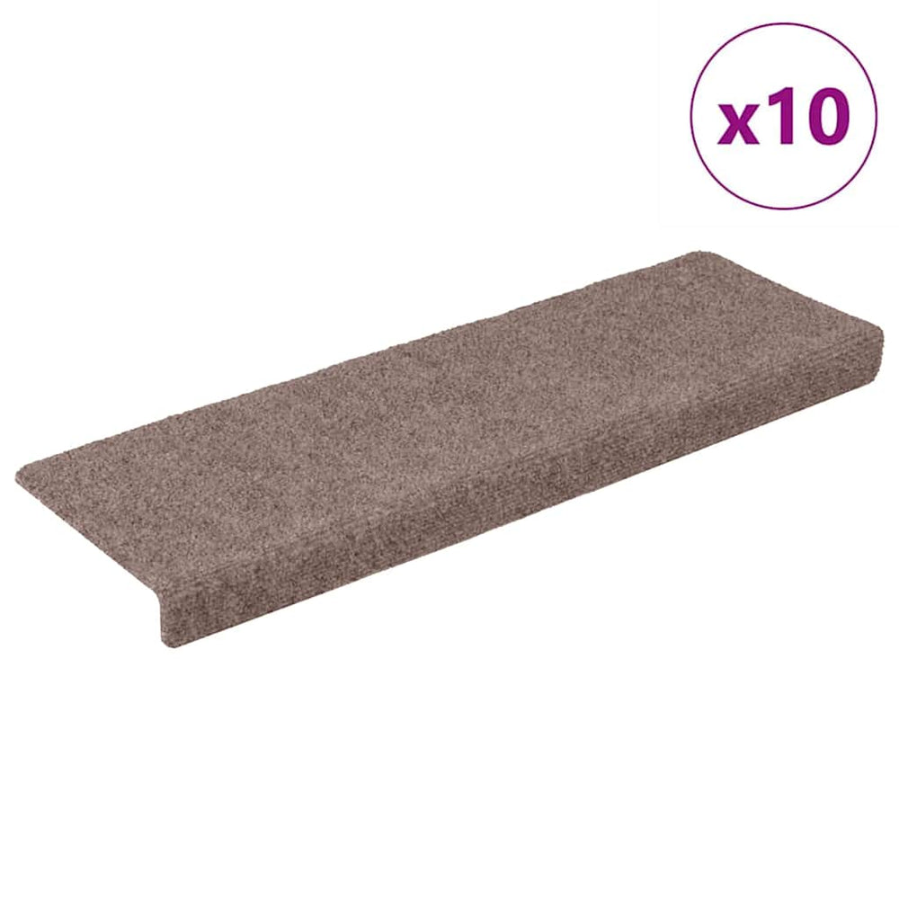 vidaXL Self-Adhesive Stair Mats 10 pcs 65x21x4 cm Light Brown Rectangular Edge