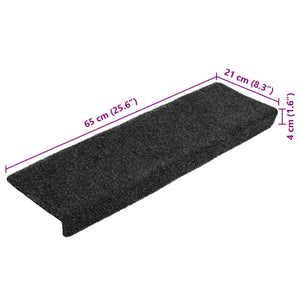 vidaXL Stair Mats Self-Adhesive 5 pcs. 65x21x4 cm Dark Gray Rectangular Edge