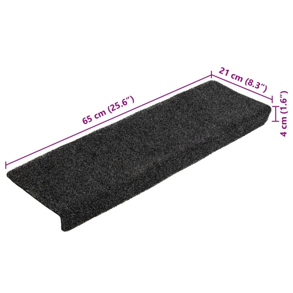 vidaXL Stair Mats Self-Adhesive 5 pcs. 65x21x4 cm Dark Gray Rectangular Edge