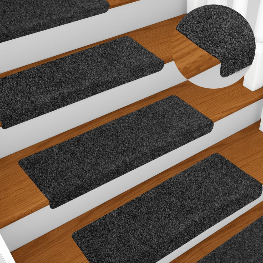 vidaXL Stair Mats Self-Adhesive 5 pcs. 65x21x4 cm Dark Gray Rectangular Edge