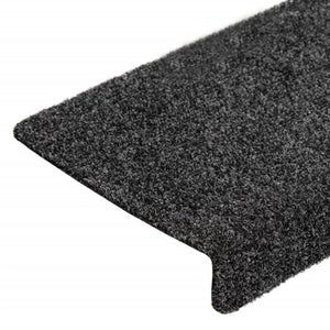 vidaXL Stair Mats Self-Adhesive 10 pcs 65x21x4 cm Dark Grey Rectangular Edge