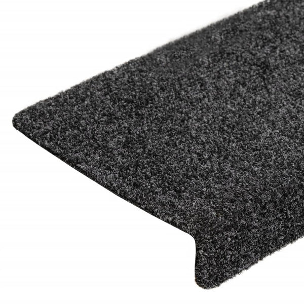vidaXL Stair Mats Self-Adhesive 10 pcs 65x21x4 cm Dark Grey Rectangular Edge