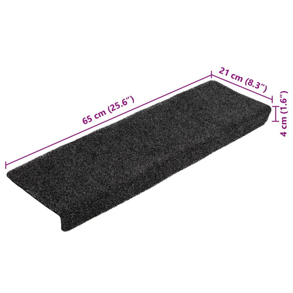 vidaXL Stair Mats Self-Adhesive 10 pcs 65x21x4 cm Dark Grey Rectangular Edge