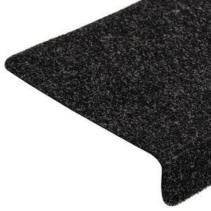 vidaXL Self-Adhesive Stair Mats 5 pcs. 65x21x4 cm Black Rectangular Edge