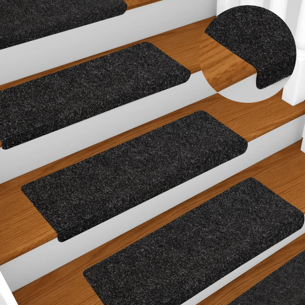 vidaXL Self-Adhesive Stair Mats 5 pcs. 65x21x4 cm Black Rectangular Edge