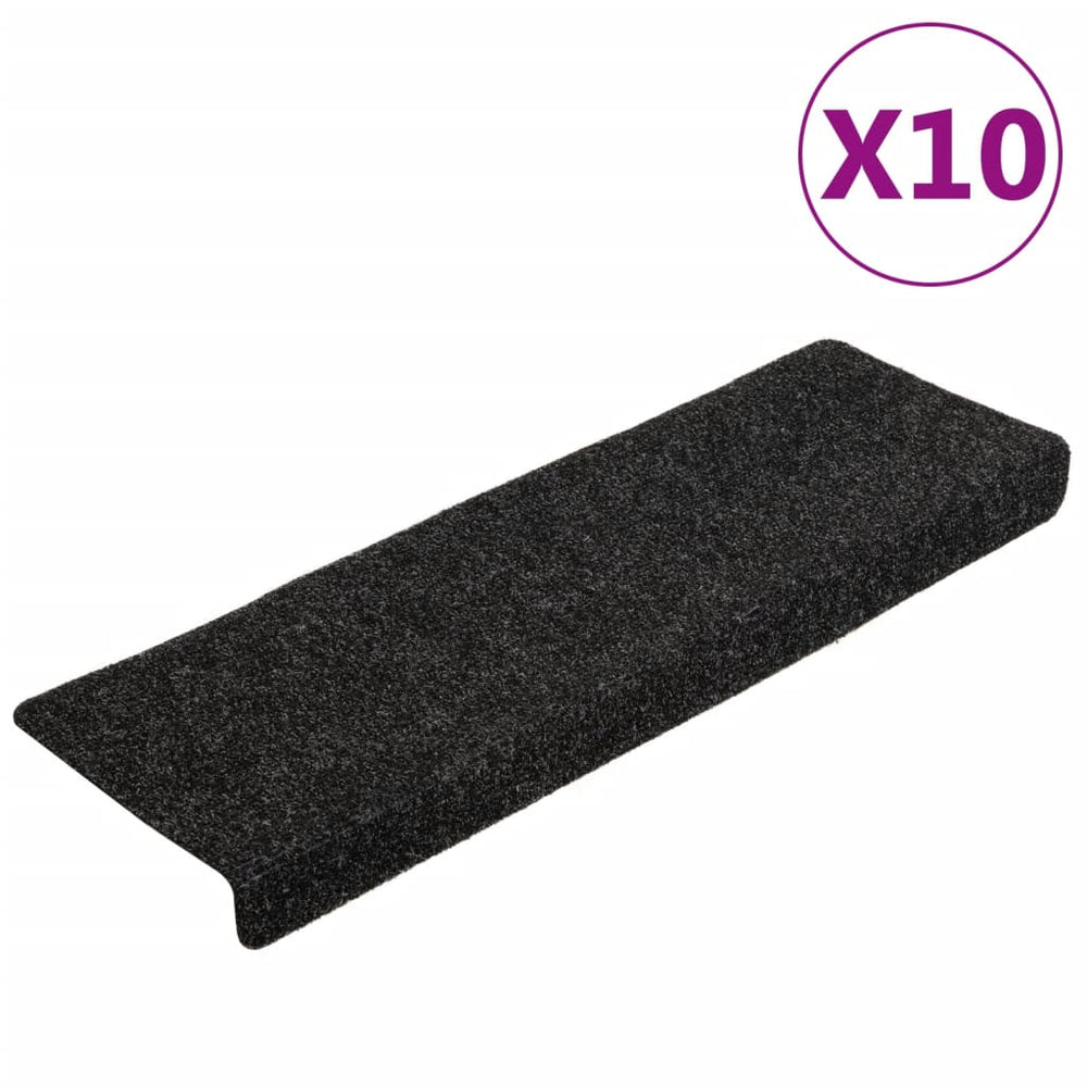 vidaXL Self-Adhesive Stair Treads 10 pcs 65x21x4 cm Black Rectangular Edge