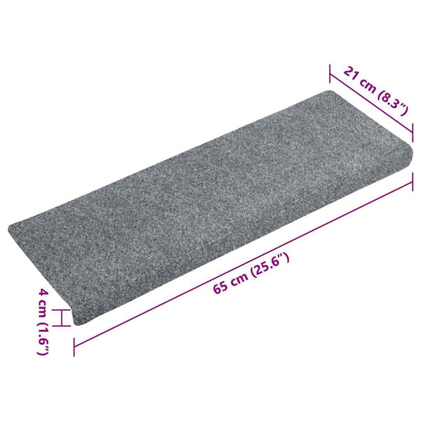 vidaXL Stair Mats Self-Adhesive 5 pcs 65x21x4 cm Light Grey Rectangular Edge