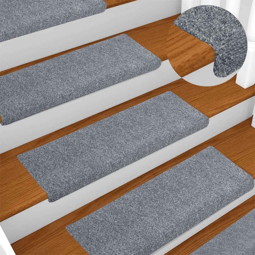 vidaXL Self-Adhesive Stair Mats 10 pcs 65x21x4 cm Light Gray Rectangular Edge