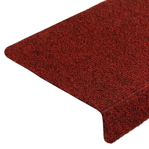 vidaXL Self-Adhesive Stair Mats 5 pcs. 65x21x4 cm Burgundy Rectangular Edge