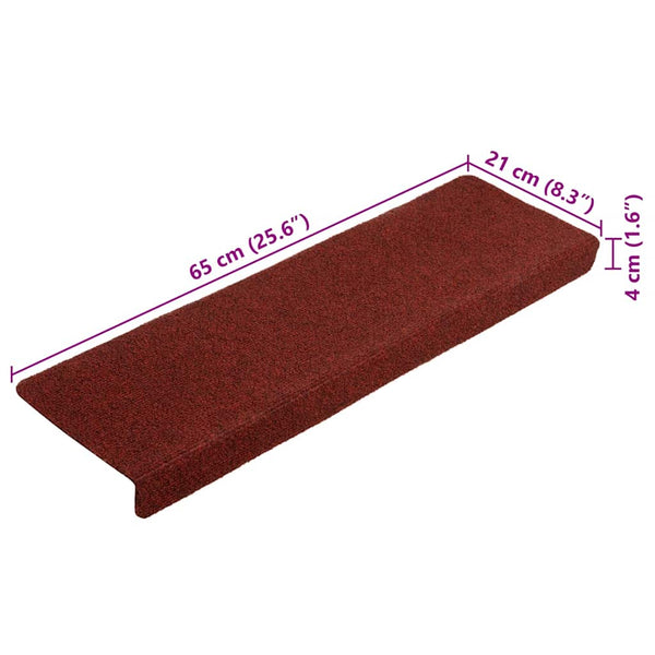 vidaXL Self-Adhesive Stair Mats 5 pcs. 65x21x4 cm Burgundy Rectangular Edge