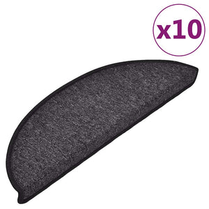 vidaXL Stair Mats 10 pcs. 56x17x3 cm Anthracite Semi-Circular