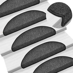 vidaXL Stair Mats 10 pcs. 56x17x3 cm Anthracite Semi-Circular