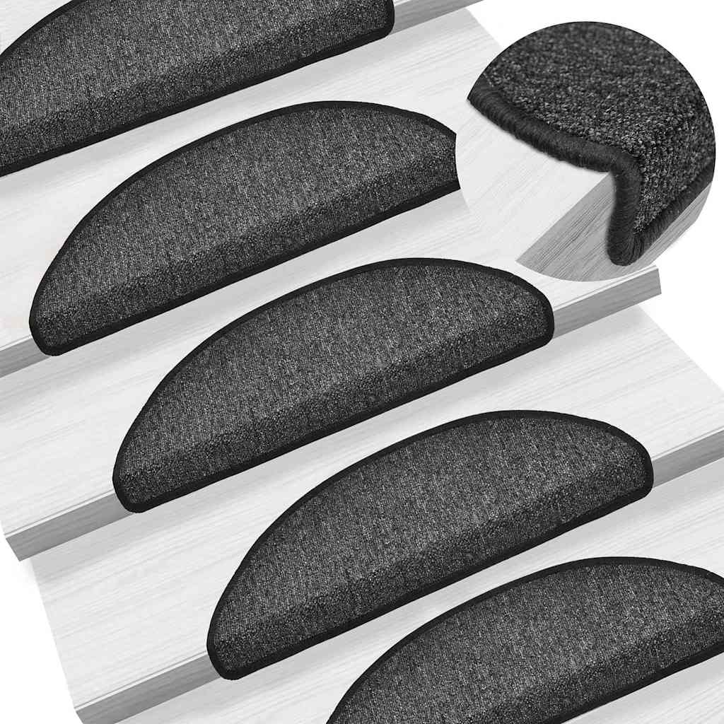 vidaXL Stair Mats 10 pcs. 56x17x3 cm Anthracite Semi-Circular