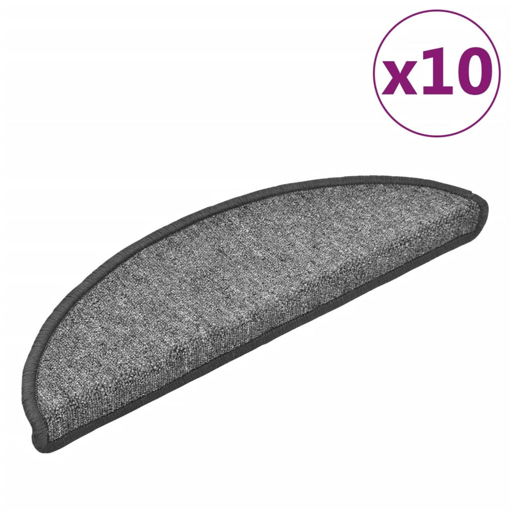vidaXL Stair Mats 10 pcs. 56x17x3 cm Dark Grey Half-Round