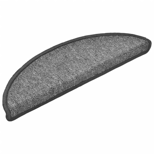 vidaXL Stair Mats 10 pcs. 56x17x3 cm Dark Grey Half-Round