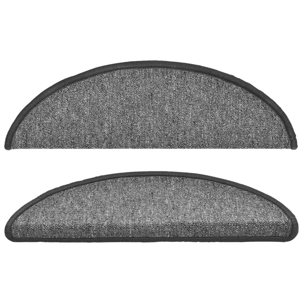 vidaXL Stair Mats 10 pcs. 56x17x3 cm Dark Grey Half-Round