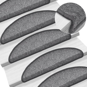vidaXL Stair Mats 10 pcs. 56x17x3 cm Dark Grey Half-Round