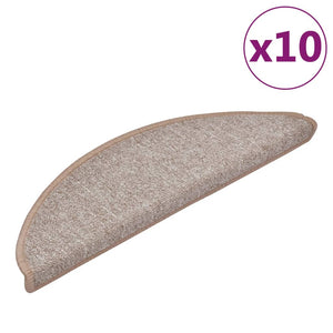 vidaXL Stair Mats 10 pcs. 56x17x3 cm Light Brown Half Round