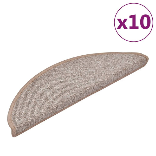vidaXL Stair Mats 10 pcs. 56x17x3 cm Light Brown Half Round