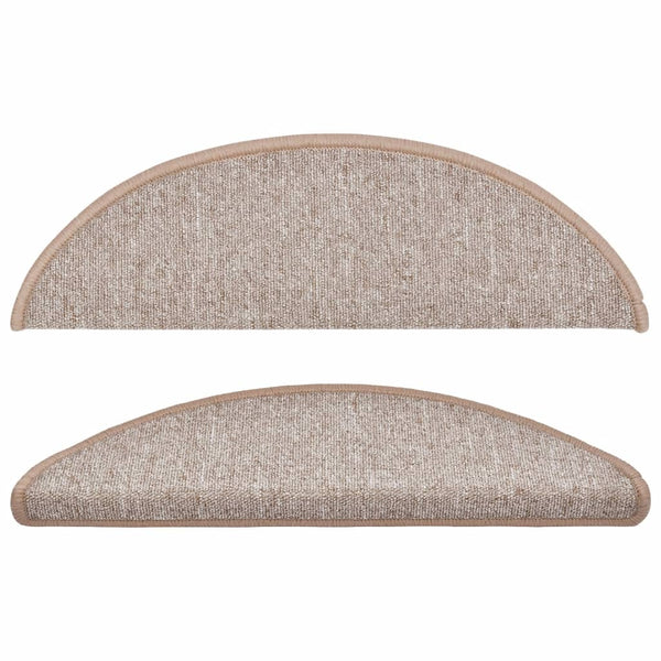 vidaXL Stair Mats 10 pcs. 56x17x3 cm Light Brown Half Round