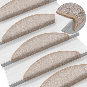 vidaXL Stair Mats 10 pcs. 56x17x3 cm Light Brown Half Round