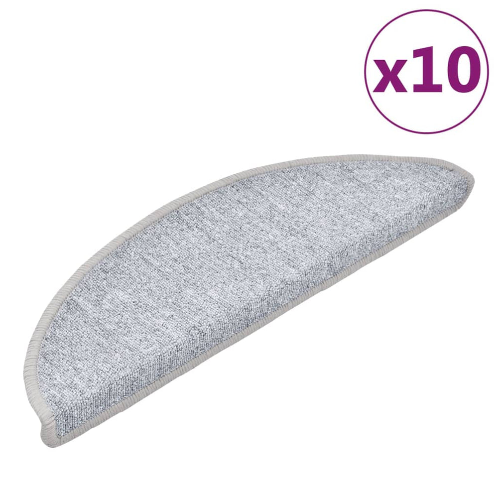 vidaXL Stair Mats 10 pcs. 56x17x3 cm Light Grey Half Round
