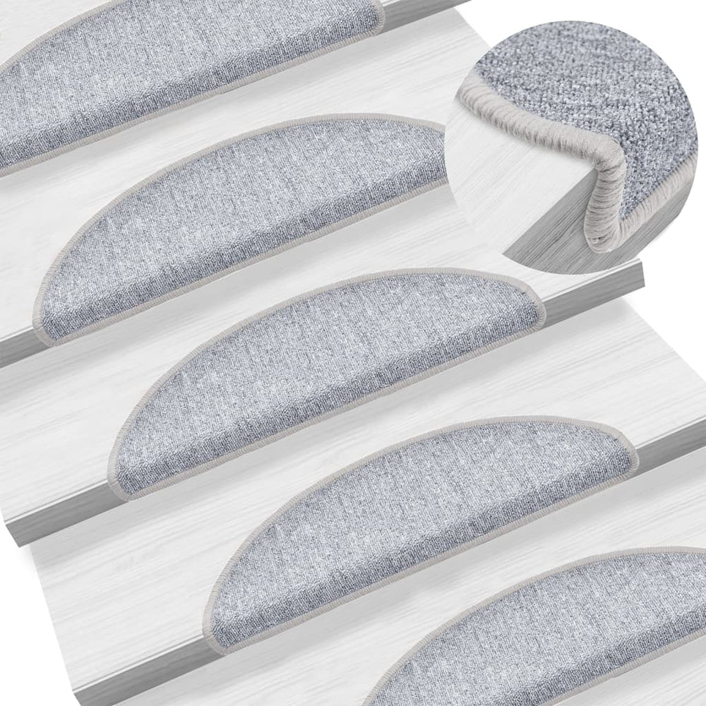 vidaXL Stair Mats 10 pcs. 56x17x3 cm Light Grey Half Round