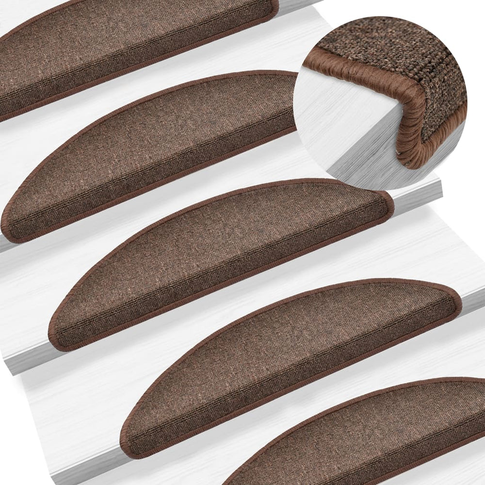 vidaXL Stair Mats 10 pcs 56x17x3 cm Coffee Brown Half Round