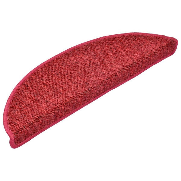 vidaXL Stair Mats 10 pcs. 56x17x3 cm Red Half Round