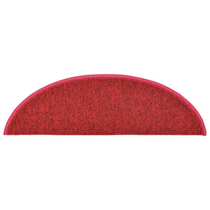 vidaXL Stair Mats 10 pcs. 56x17x3 cm Red Half Round