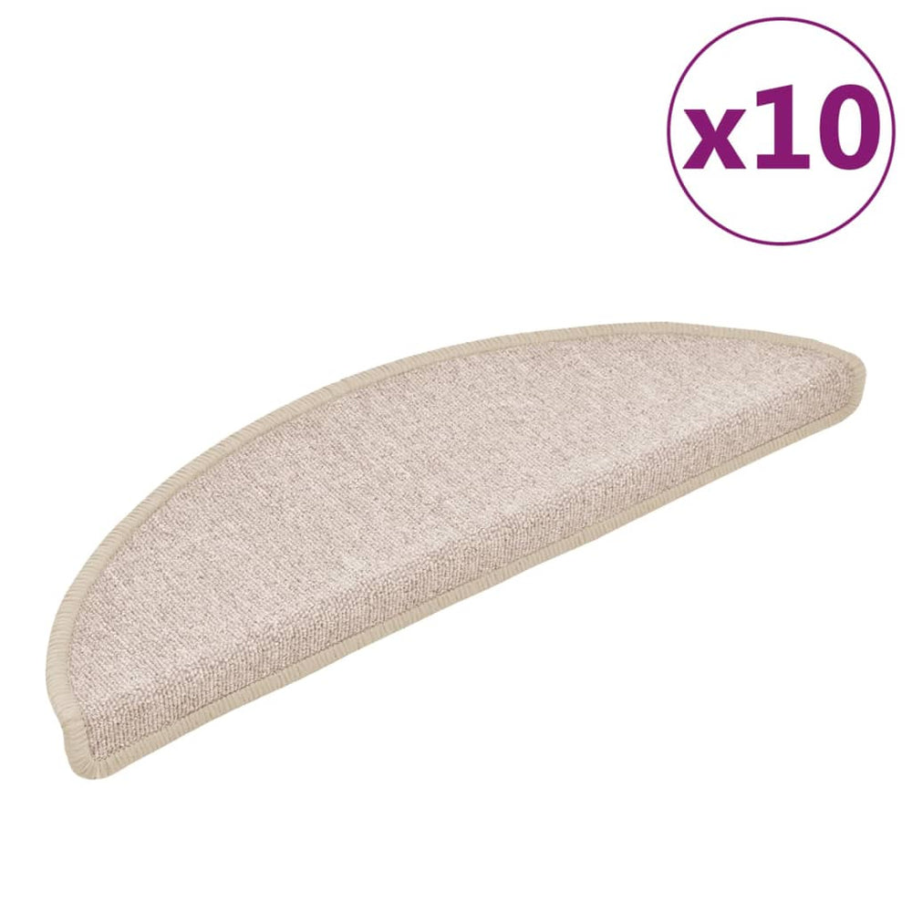 vidaXL Stair Mats 10 pcs. 56x17x3 cm Taupe Semi-circular