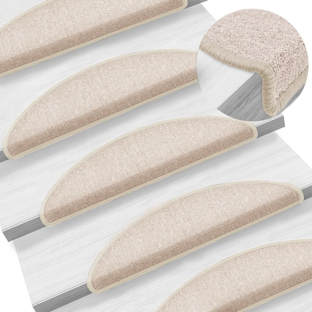 vidaXL Stair Mats 10 pcs. 56x17x3 cm Taupe Semi-circular
